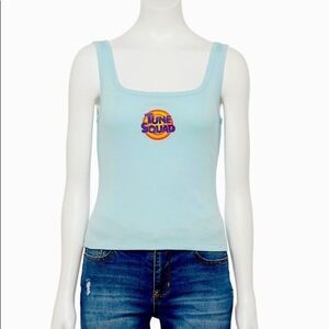 Space Jam "Tune Squad" Graphic Juniors' Y2K Tank Top medium New